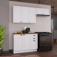Cozinha Modulada Compacta Americana 100% MDF 200cm com Rodapé Provence Multimóveis CRINK-CPT010 Branco