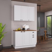 Cozinha Modulada Compacta Americana 100% MDF 120cm com Rodapé Provence Multimóveis CRINK-CPT014 Branco