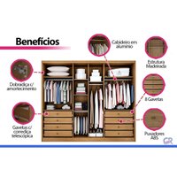 Guarda Roupa Modulado 6 Ptas 2Vd 8G Linea N. Horizonte Cinam