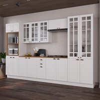Cozinha Modulada Completa Americana 100% MDF 350cm com Rodapé Provence Multimóveis CRINK-CPL001 Branco