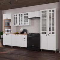 Armário Cozinha Modulada Completa Americana 100% MDF 350cm Provence Multimóveis CRINK-CPL021 Branco