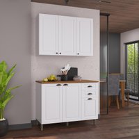 Armário Cozinha Modulada Compacta Americana 100% MDF 120cm Provence Multimóveis CRINK-CPT002 Branco