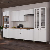 Armário Cozinha Modulada Completa Americana 100% MDF 350cm Provence Multimóveis CRINK-CPL004 Branco