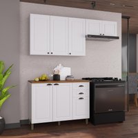 Armário Cozinha Modulada Compacta Americana 100% MDF 200cm Provence Multimóveis CRINK-CPT006 Branco