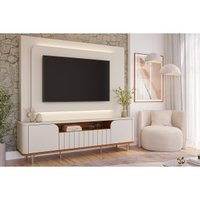 Rack c/Painel p/ TV 70 Pol Diamantina 200cm White Permóbili