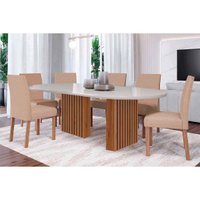 Mesa Sala Ester 210 + 6 Cad Maia Cinamomo/Bege Cimol