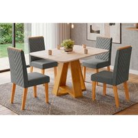 Mesa Sala Celeste 120 + 4 Cad Nara Cedro DJ Móveis