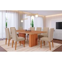 Mesa Sala Ester 210 + 8 Cad Maia Cinamomo/Bege Cimol