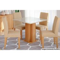 Mesa Sala Sophia 95 + 4 Cad Maia Nature/Bege Cimol