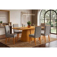 Mesa Sala Ryze 170 + 6 Cad Nara Cedro DJ Móveis