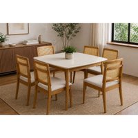 Mesa Sala Condessa 160cm + 6 Cad Marquesa Eucalipto Nesher
