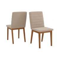 Kit 2un Cadeiras Jantar Sofia Madeira Ipe/Creme DJ Móveis