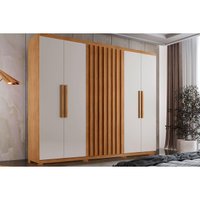 Guarda Roupa Solteiro 6 Portas 2Rip 2G Pés Cairo Natural Rufato