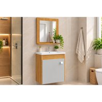 Gabinete Banheiro c/Espelho Iris 44cm Cinamomo/Off MGM