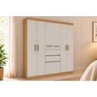 Guarda Roupa Solteiro 6 Portas 3 Gavs Berna Cinamomo Genialflex