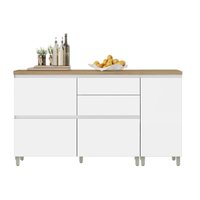 Balcão Cozinha Modulado 2 Portas 4Gavetas Rainha Branca/Nature Nesher