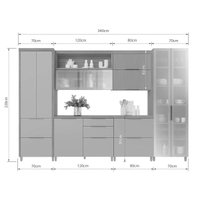 Cozinha Modulada Nesher 6 Peças Marquesa CZ438 Branca/Nature