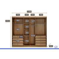 Guarda Roupa Solteiro 6 Portas 2V 8G Linea Cinamom N. Horizonte