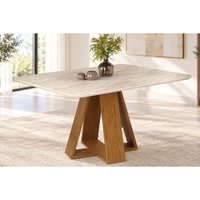 Mesa Cozinha Celeste Madeirado 120cm Freijo/Quartzo DJ Móveis