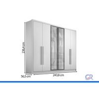 Guarda Roupa Modulado Casal 6 Ptas 2Vd 6G Linea Neve N. Horizonte