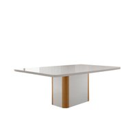 Mesa Cozinha Pietá Madeirado/Vidro 120cm Off/Naturale Rufato