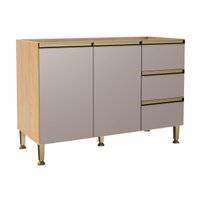 Gabinete Cozinha Modulado Rebeca 2Pts 3Gavs s/Tampo Cinza Movelbento