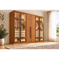 Guarda Roupa Modulado Casal 6 Ptas 4Vd 6G Linea Cinam N. Horizonte
