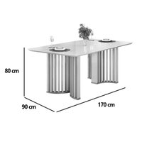 Mesa Cozinha Luma Madeirado/Vidro 170cm Off White DJ Móveis