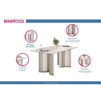 Mesa Cozinha Luma Madeirado/Vidro 180cm Cedro/Off DJ Móveis