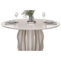 Mesa Cozinha Tokyo Madeirado/Vidro 136cm Off White DJ Móveis