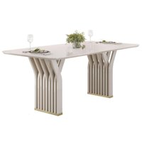 Mesa Cozinha Yara Madeirado/Vidro 180cm Off White DJ Móveis