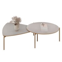 Mesa Lateral Sala Iza e Bela Pés Metálicos Quartzo DJ Móveis