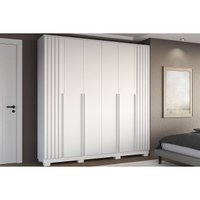 Guarda Roupa Solteiro 6 Portas 2 Rip 4 Gavs Jamile Branco ACP