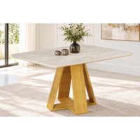 Mesa Cozinha Celeste Madeirado 120cm Cedro/Quartzo DJ Móveis