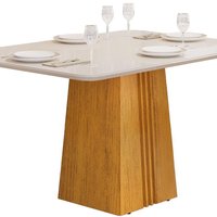 Mesa Cozinha Italia Madeirado/Vidro 120cm Malbec DJ Móveis