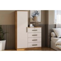 Cômoda Casal Aurora 1 Porta 4 Gavetas Cinamomo/OffWhite Genialflex