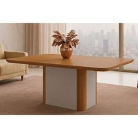 Mesa Cozinha Pietá Tampo Madeirado 180cm Naturale/Off Rufato