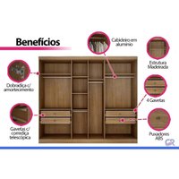 Guarda Roupa Modulado Casal 6 Ptas 2Vd 4G Linea Fendi N. Horizonte