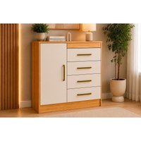 Cômoda Casal Montevideu 1 Porta e 4 Gavetas Cinamom/OffWh Demóbile