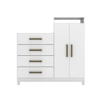 Cômoda Casal Áurea 2 Portas 4 Gavetas c/Pés Branco Demóbile