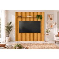 Painel Sala Estar p/ TV 85 Pol Pratic LED 250cm Cedro DJ Móveis