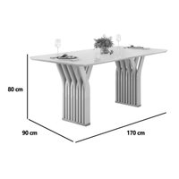 Mesa Cozinha Yara Madeirado/Vidro 170cm Freijo/Off DJ Móveis