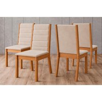 Kit 4un Cadeiras Jantar Evelin Madeirada Cinamomo/Areia Henn