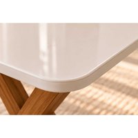 Mesa Cozinha Cacau Madeira c/Vidro 130cm Madeira/Off Cimol