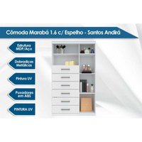 Quarto Completo Casal Guarda Roupa 8Pts Liverpool + Cômoda Marabá Branco S. Andirá