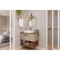 Armário c/Gabinete Banheiro c/Espelho Duna/Lua 80cm Cappuccino MGM