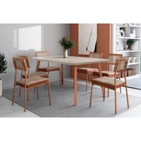 Mesa Cozinha Stellar 160 + 6 Cad Lux Rose/Carame Carraro