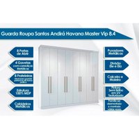 Quarto Completo Casal Guarda Roupa 8Pt Master 8.4 + Cômoda Marabá Branco S. Andirá