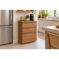 Gabinete Cozinha Modulado Liga 3 Gavetas 65cm Canela Kappesberg