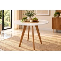 Mesa Jantar Acerola Madeira c/Vidro 109cm Madeira/Off Cimol